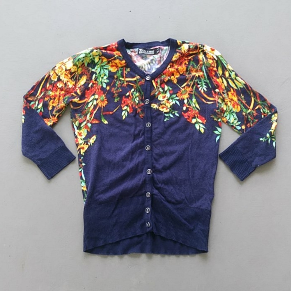 New York & Company Floral Cardigan